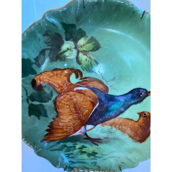 Antique Limoges Plate or Plaque signed LS&S Limoges France Pheasants - Picture 10 of 11